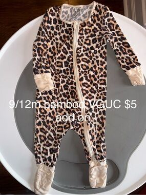Bamboo Leopard Print Convertible Baby One-Piece - Beige/Tan